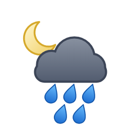 Fortes averses ou pluie forte intermittente — Nacht