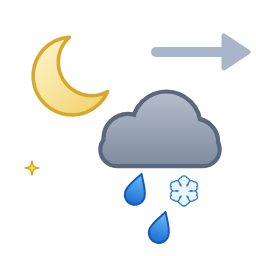 Pluie et neige mêlées s'espaçant, ou averses — Nacht
